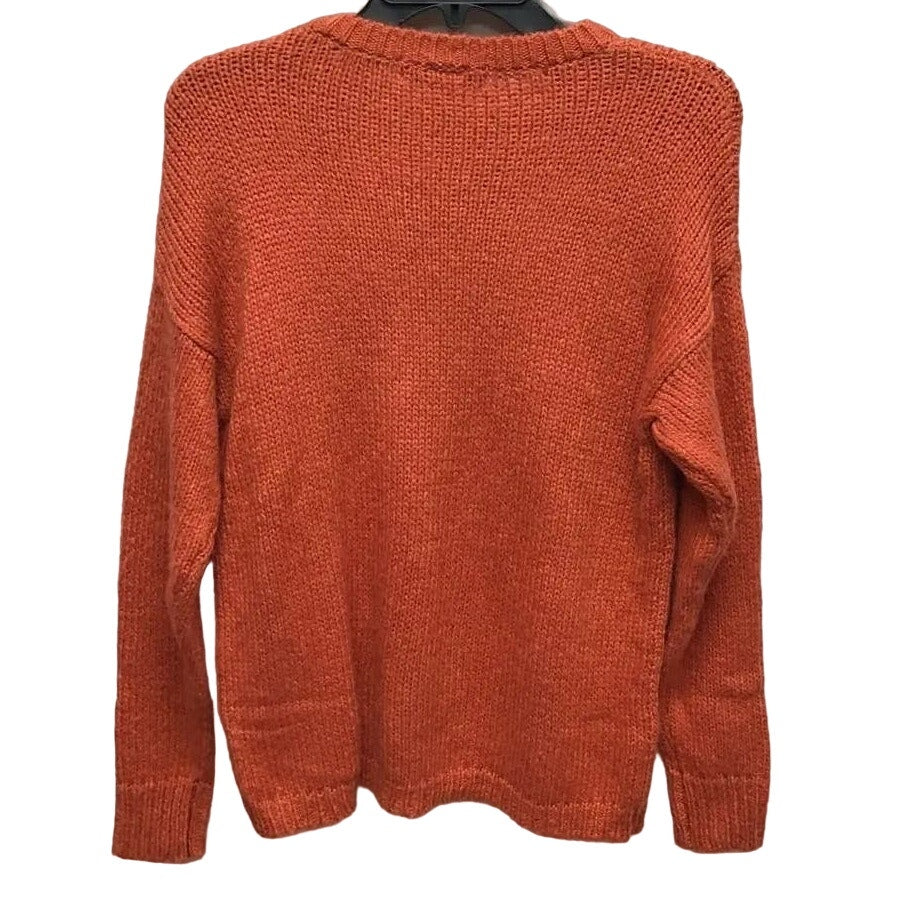 Cotton Emporium Ribbed Crew Neck Pullover Sweater Size Medium in Dark Orange NWT