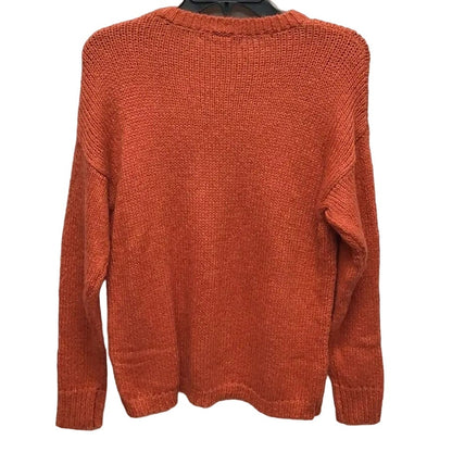 Cotton Emporium Ribbed Crew Neck Pullover Sweater Size Medium in Dark Orange NWT
