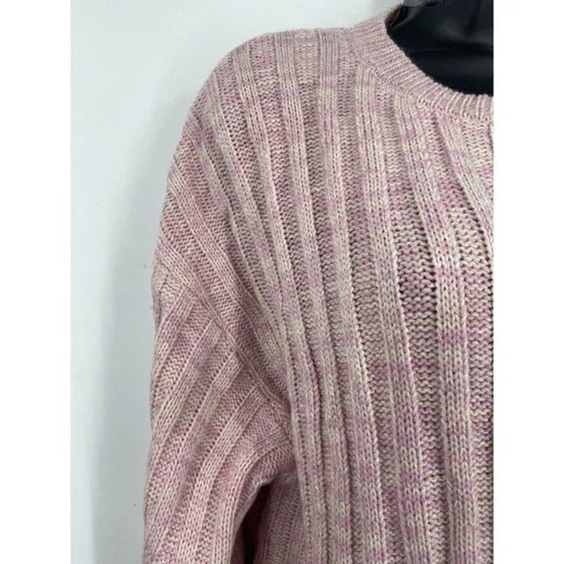 BlankNYC Women's Cable Knit Pullover Sweater Medium Lilac Mist Heather NWT Crew