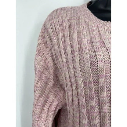 BlankNYC Women's Cable Knit Pullover Sweater Medium Lilac Mist Heather NWT Crew