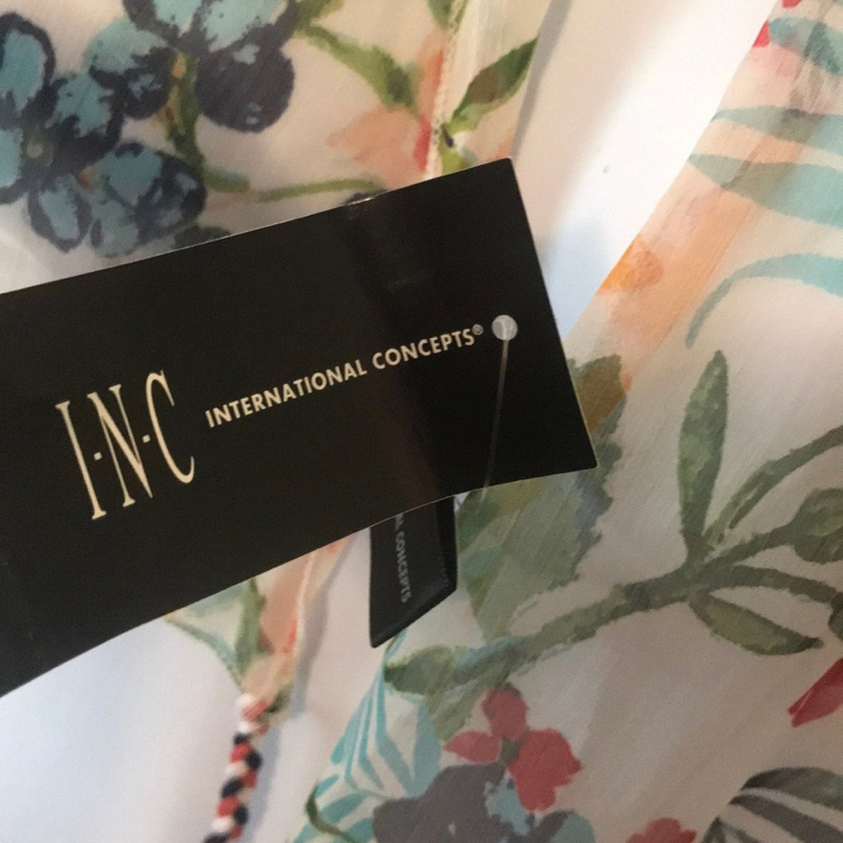INC International Concept Botanical Crescent Scarf Tassles Wrap Florals Colorful