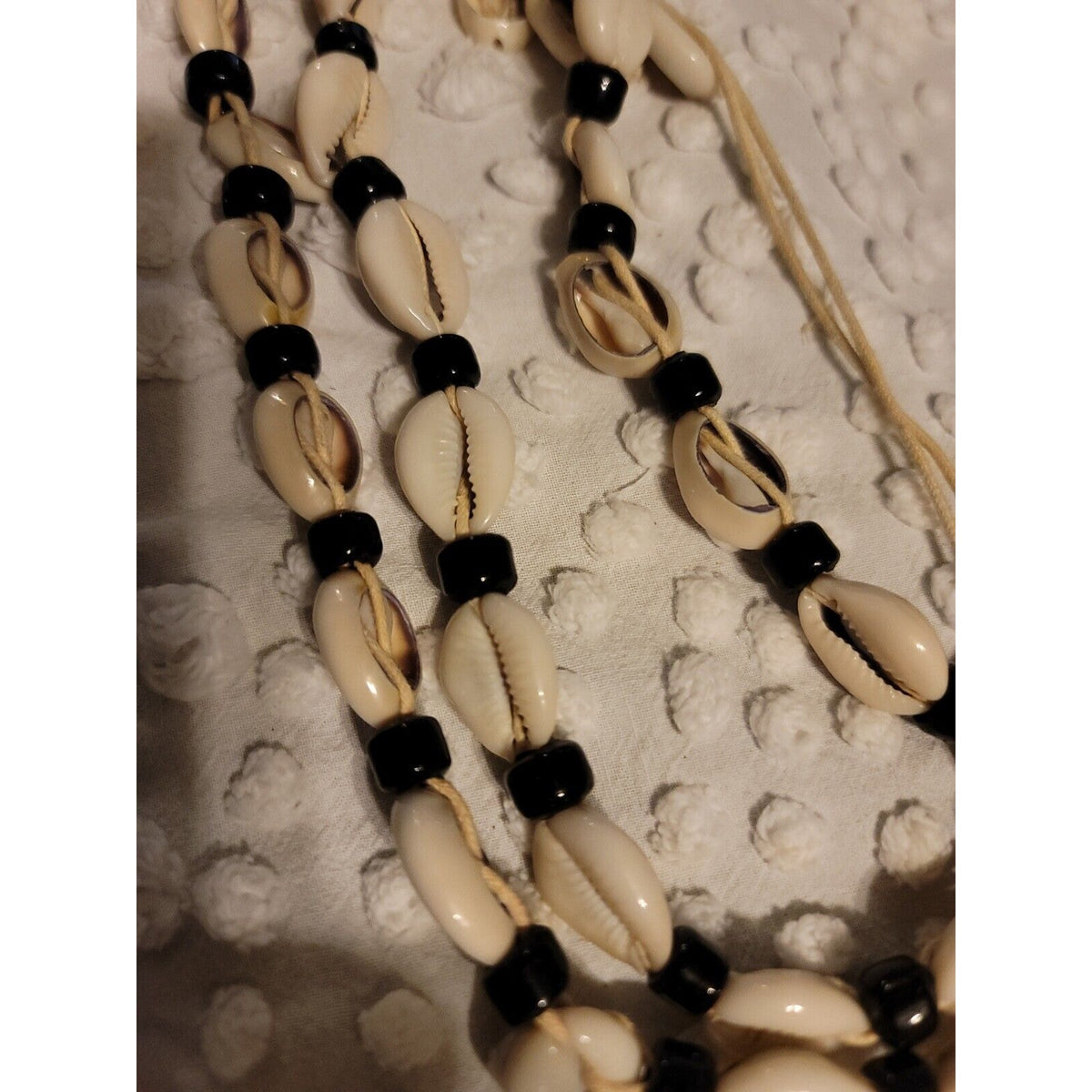 Cowrie Shell Necklace 20" long heavy beachcomber spring double single VINTAGE