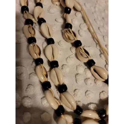 Cowrie Shell Necklace 20" long heavy beachcomber spring double single VINTAGE