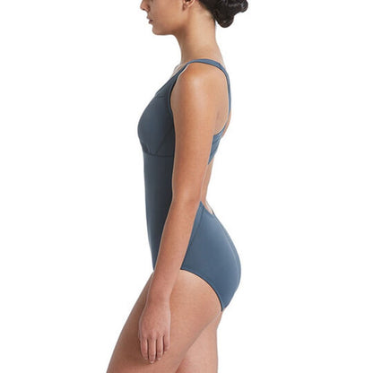 Nike Women's Solid Epic Racerback One-Piece Swimsuit Steel Blue Medium NEW