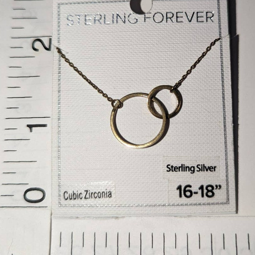 Sterling Forever 925 Silver Concentric Rings Accent Chain