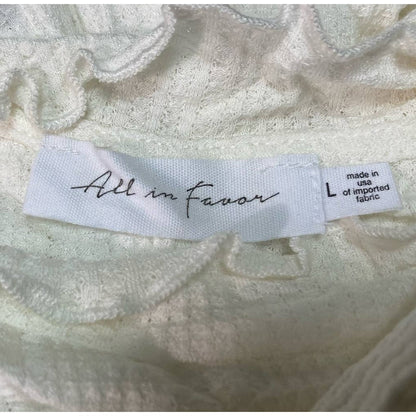 All in Favor Mock Neck Textured Rib Top Large Ivory NEW Lettuce Edge Long Sleeve