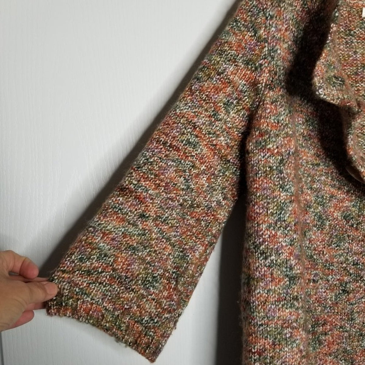 Susan Bristol Cardigan Sweater 2 Snap Button Front 3/4 Sleeve Multi-Color Large