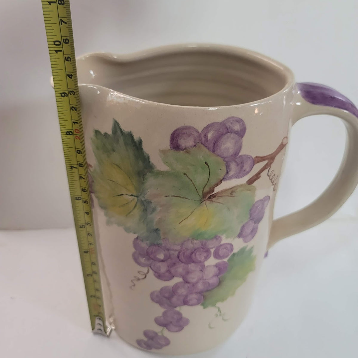Handmade Pitcher Jug Grapes handle Master POTTER  Tommy Humphries green purple