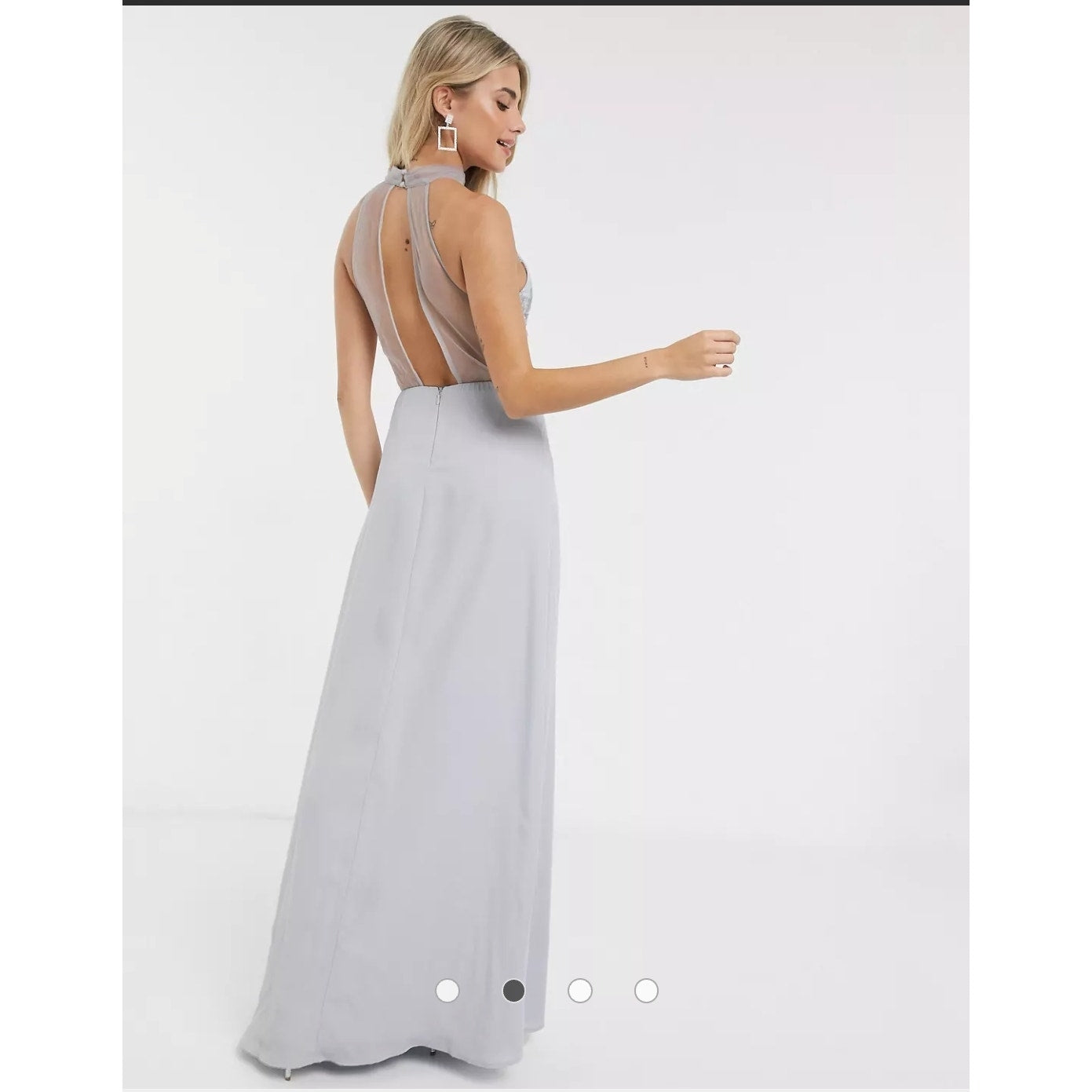 Chi Chi London formal Floral Embroidered high Neck Halter Dress Keyhole Size 10