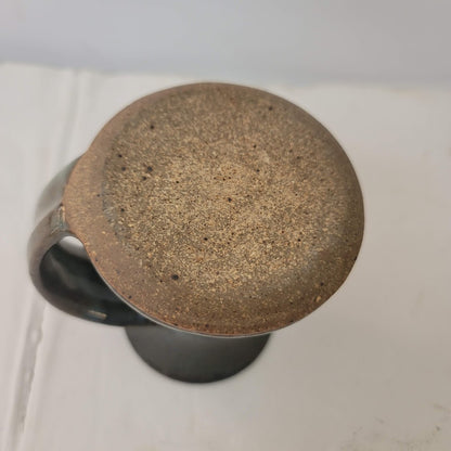 Handmade Art Pottery Clay Blue Glazed Coffee Tea Mug Cup Handle