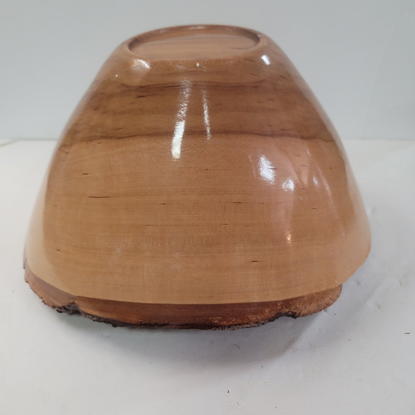 Handmade Freeform Live edge wood handturned large bowl lip on base 10.5" x 10"