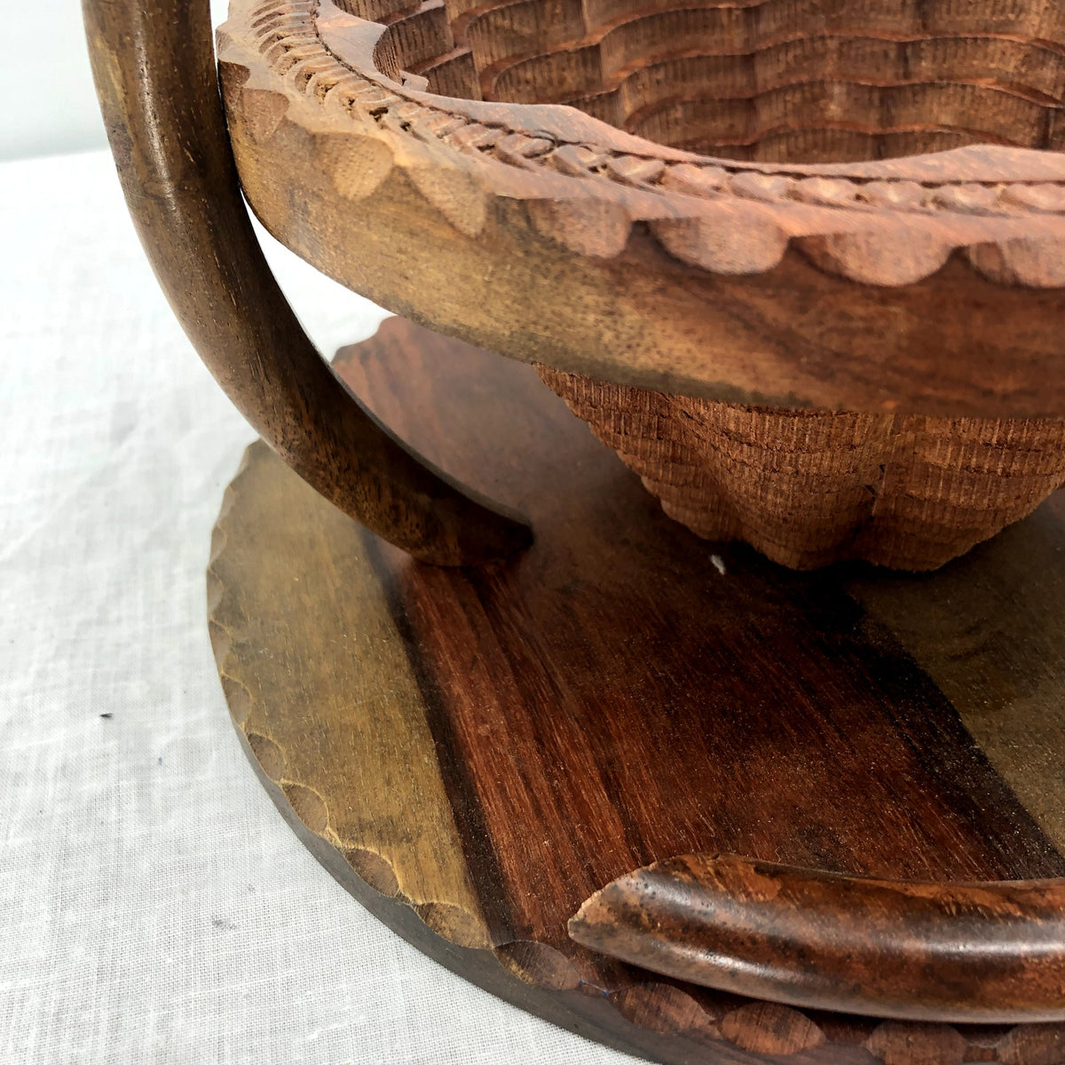 Carved Wooden Collapsible and Foldable Fruit Bowl - Fun and Unique Piece