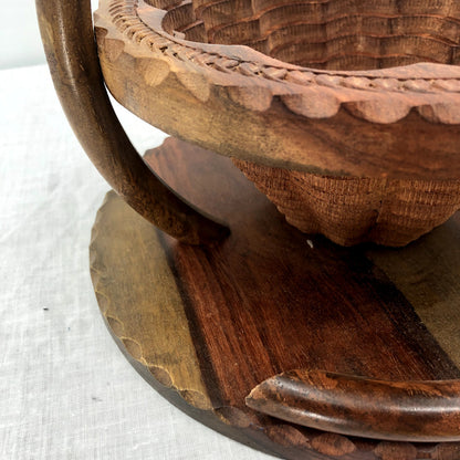 Carved Wooden Collapsible and Foldable Fruit Bowl - Fun and Unique Piece