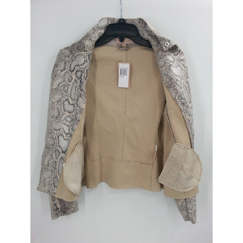 Philosophy Apparel Snake Print Faux Suede Leather Moto Jacket Sz Small NEW