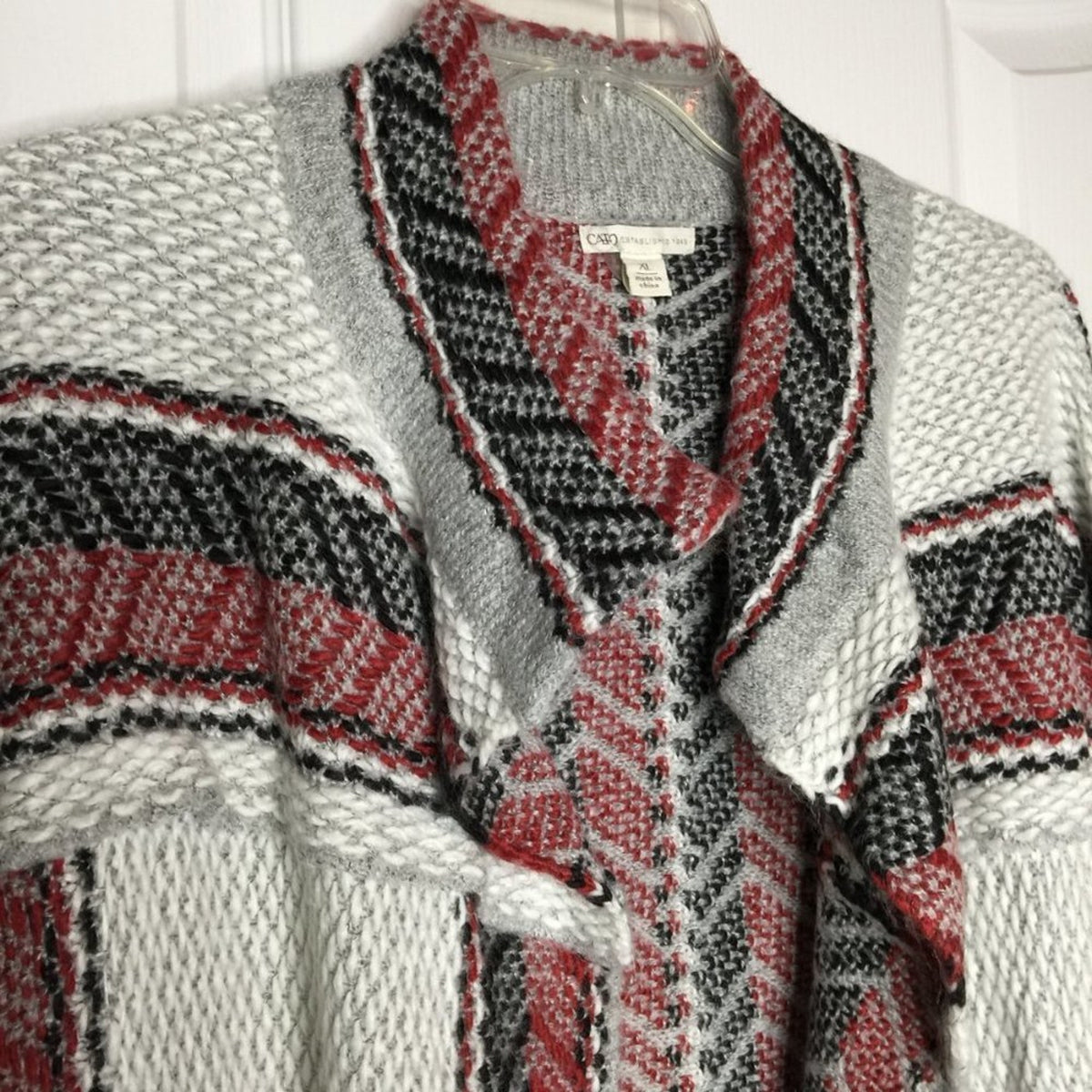 Cato Tribal Open Front Cardigan Sweater Long Sleeve Geometric Multicolor BOHO XL