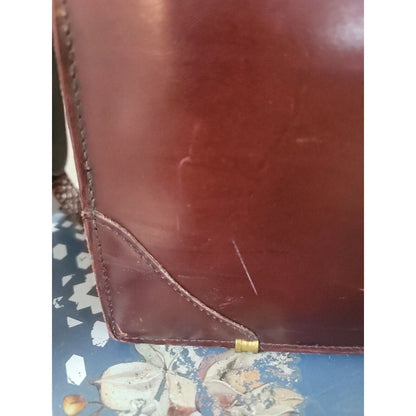 Vintage Schlesinger Brothers Case Setter Burgundy Saddle Leather Bag Briefcase