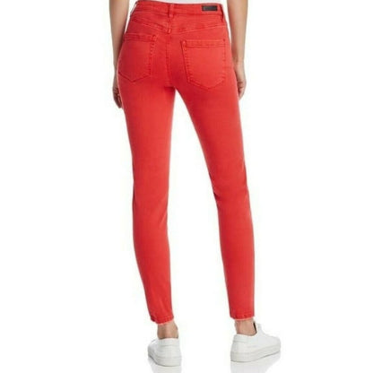 BlankNYC Super Skinny Jeans Ankle Length Stretch Mid Rise Denim Red Size 30