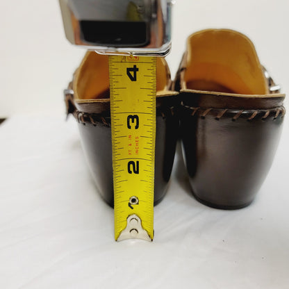 Nuture ABIEE NURTURE leather clogs slide on Womens Size 11 cognac Brown