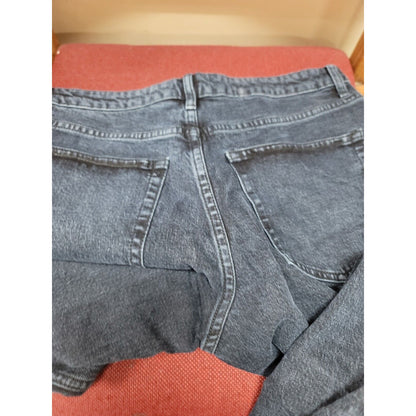 Topshop US 10 Petite Size 32 28 Length DARK Straight Leg Jeans Raw Hem Wash nEW