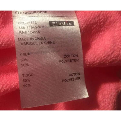 Elodie Womens French Terry Crop Sweatshirt Medium Neon Pink NEW Drawstring Waist