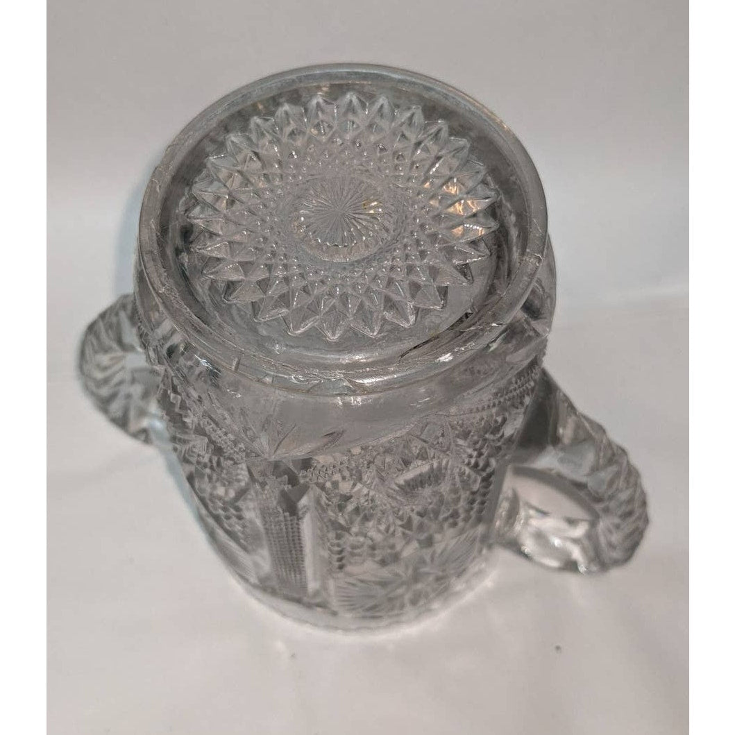 Vintage EAPG Glass Spooner Celery Vase Victorian Cut Glass Clear Handles