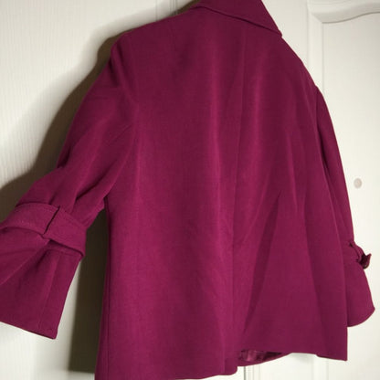 Focus Jacket Coat 3 LARGE Buttons 3/4 Sleeve VINTAGE Purple Sz 12 Big Cuffs