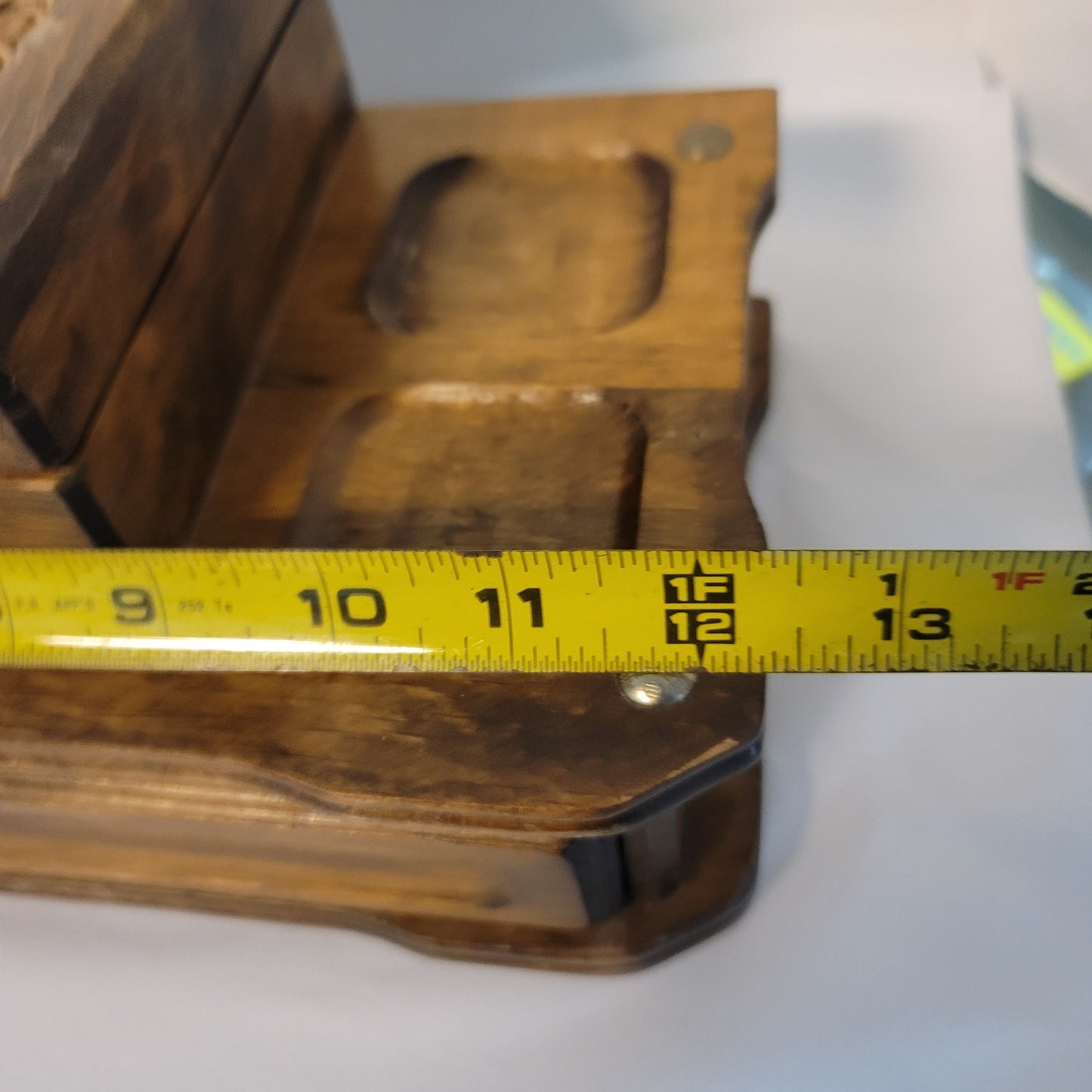 MCM tabletop valet Jewelry box Trinket Box Wood Rattan Vintage Watches rings