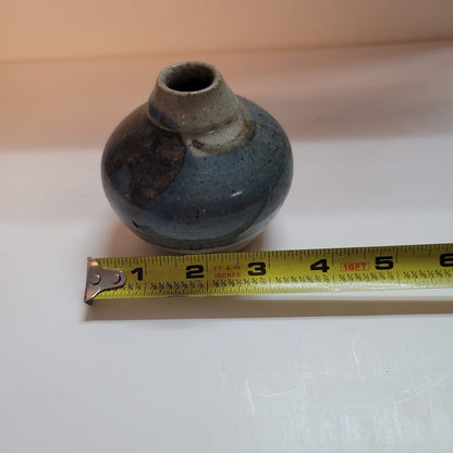 Mini blue vase Handthrown clay pottery Signed table flower dripware