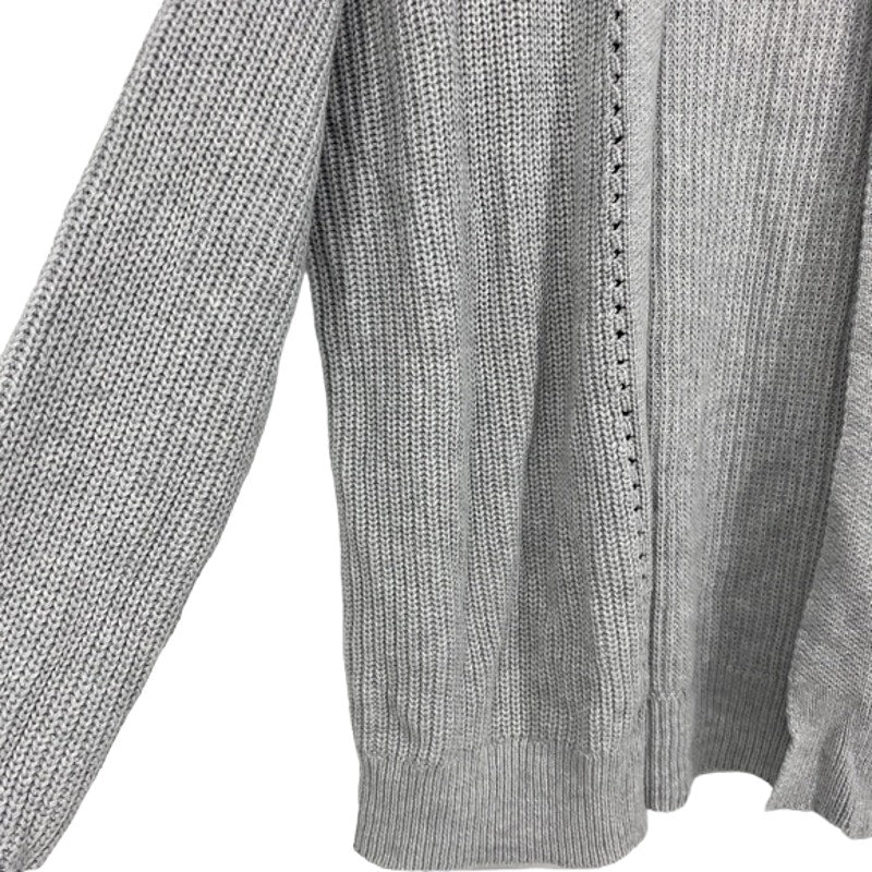 Abound Open Front Cardigan Sweater Ribbed Medium Light Gray NWT Pointelle Accent