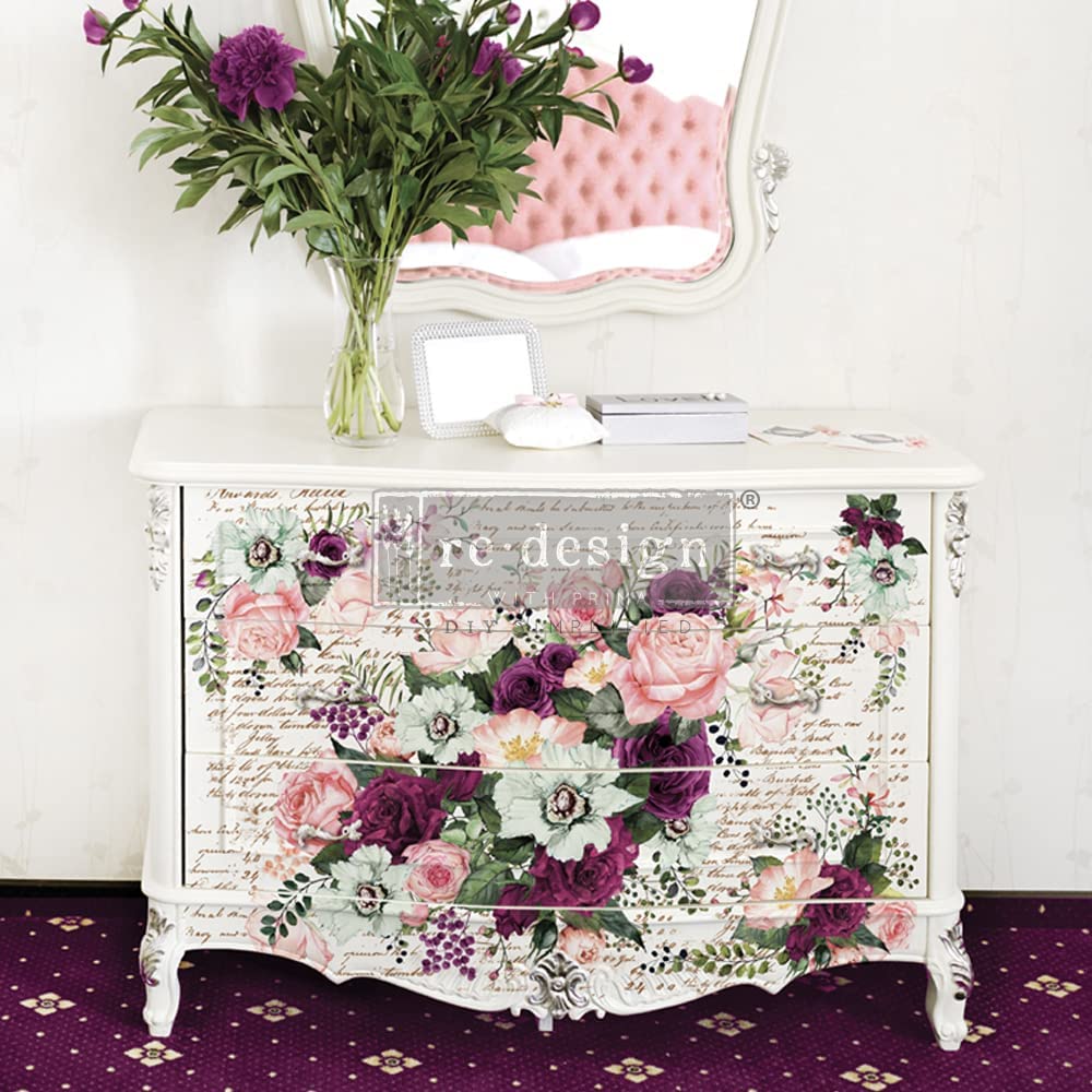 Re Design by Prima Transfer Sticker Violet Hill 47x33" Red Purple White Floral