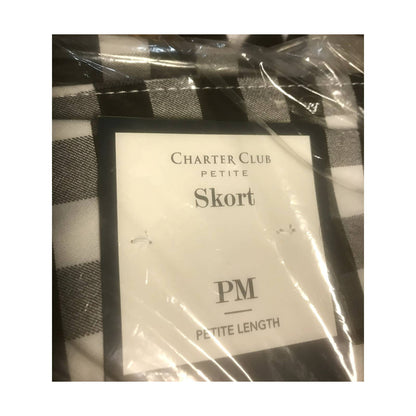 Charter Club NWT Gingham Pull-on Skort Deep Black Plaid Petite Medium
