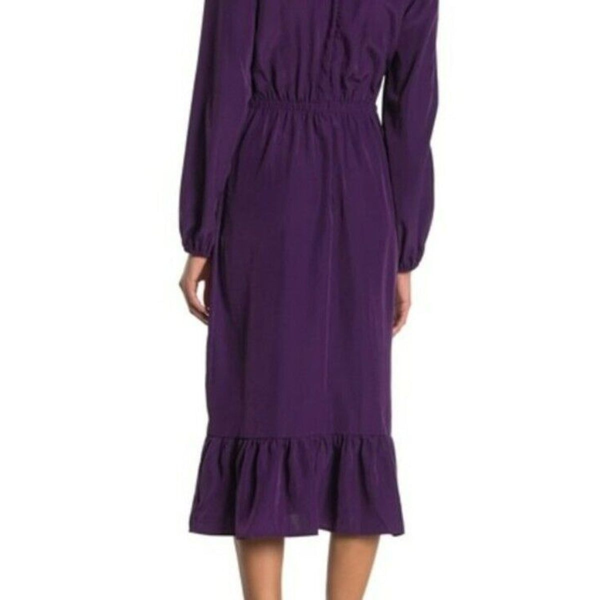 Abound Long Sleeve Ruffle Trim Midi Dress Size Small Purple NWT V-Neck Surplice