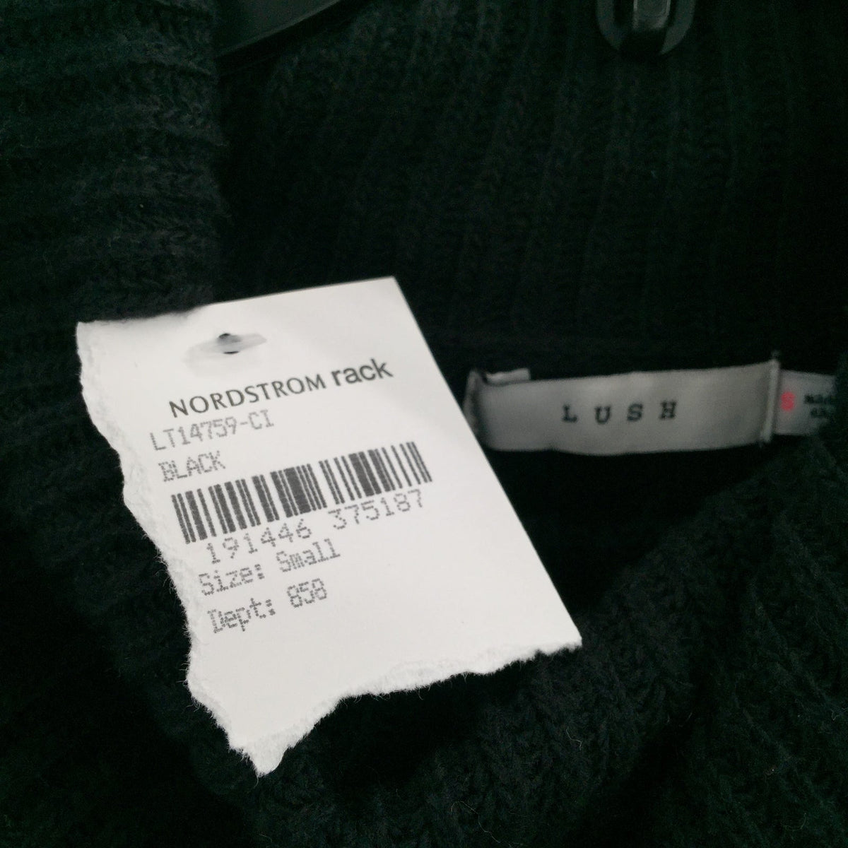 Lush Wool Blend Turtleneck Pullover Sweater Long Sleeve Black Size Small