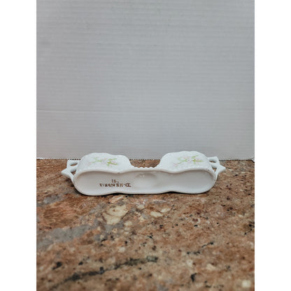 11" napkin porcelain Vintage Hand Painted flatware rest Spoon Holder Floral