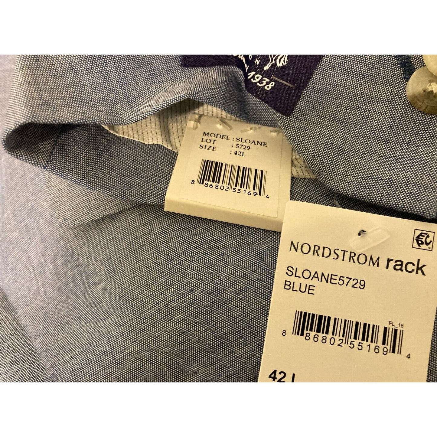 THE SAVILE ROW Sloane Chambray Cotton Brit Slim Suit Jacket Blazer 42L Blue NWT