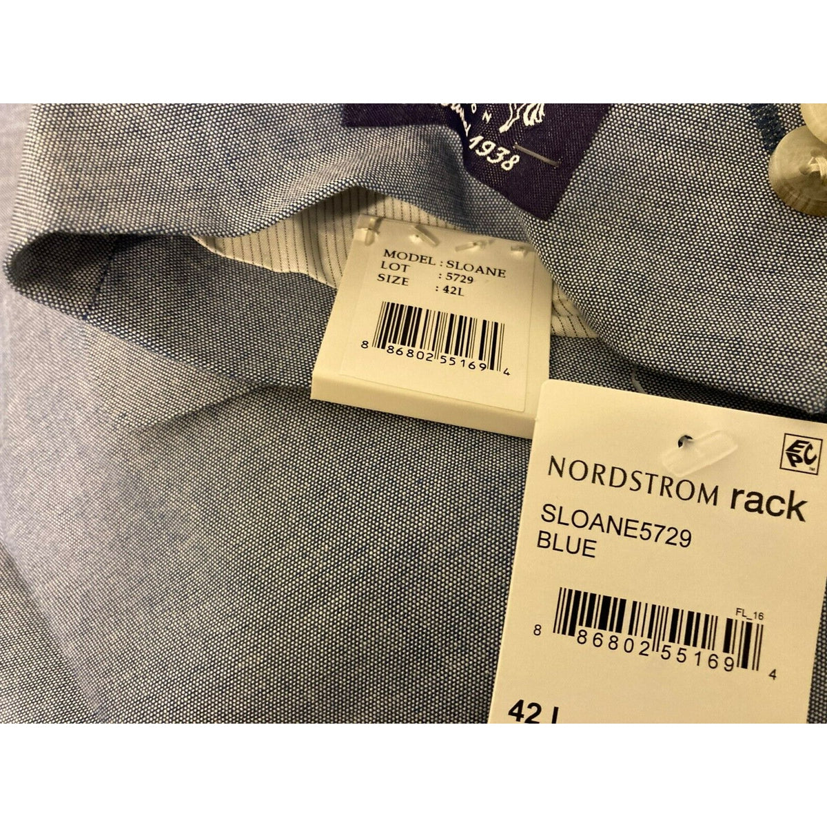 THE SAVILE ROW Sloane Chambray Cotton Brit Slim Suit Jacket Blazer 42L Blue NWT