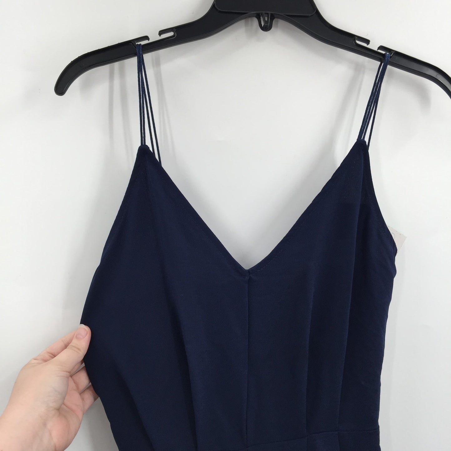 Abound Sleeveless Spaghetti Strap V-Neck Tie Waist Jumpsuit Navy Size Small
