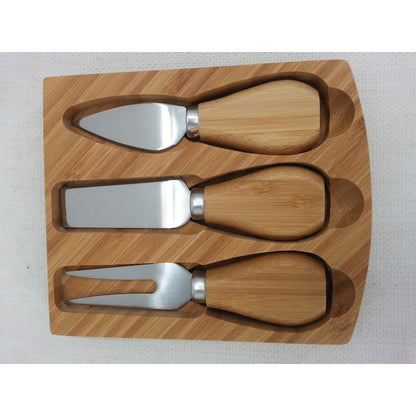 Picnic at Ascot Bamboo Charcuterie Fromage Cheese Board Tray Knives Serving Tray