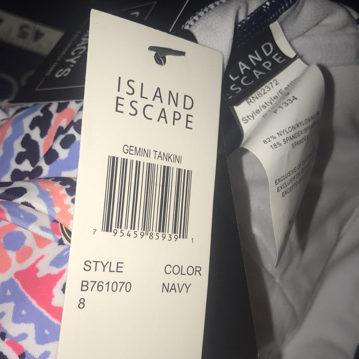 Island Escape Gemini Tankini Underwire Swim Top Size 8 pink purple top only NEW