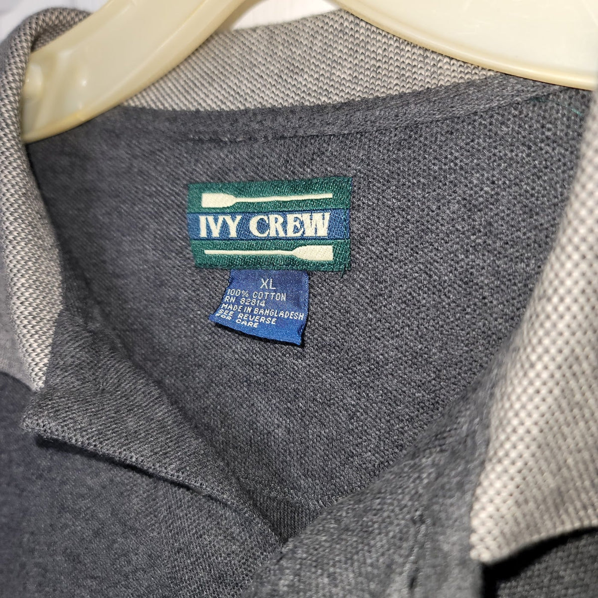 Ivy Crew Big Tall Size XL Long Sleeve Gray Polo Shirt Collar Cotton
