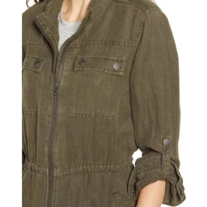 Treasure & Bond Linen Blend Field Jacket Olive Green NWT EXTRA SMALL XS new