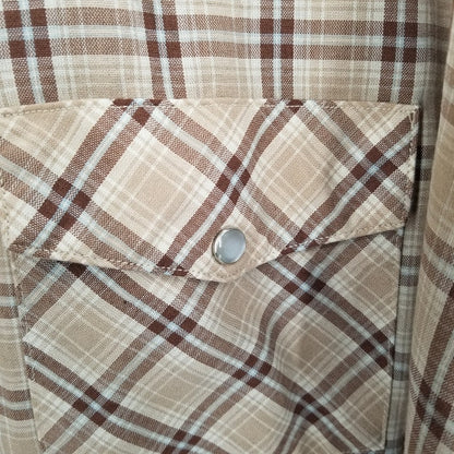 Big Mack Workwear 3 XL Pearl Snap Short Sleeve Collar Shirt Brown Western