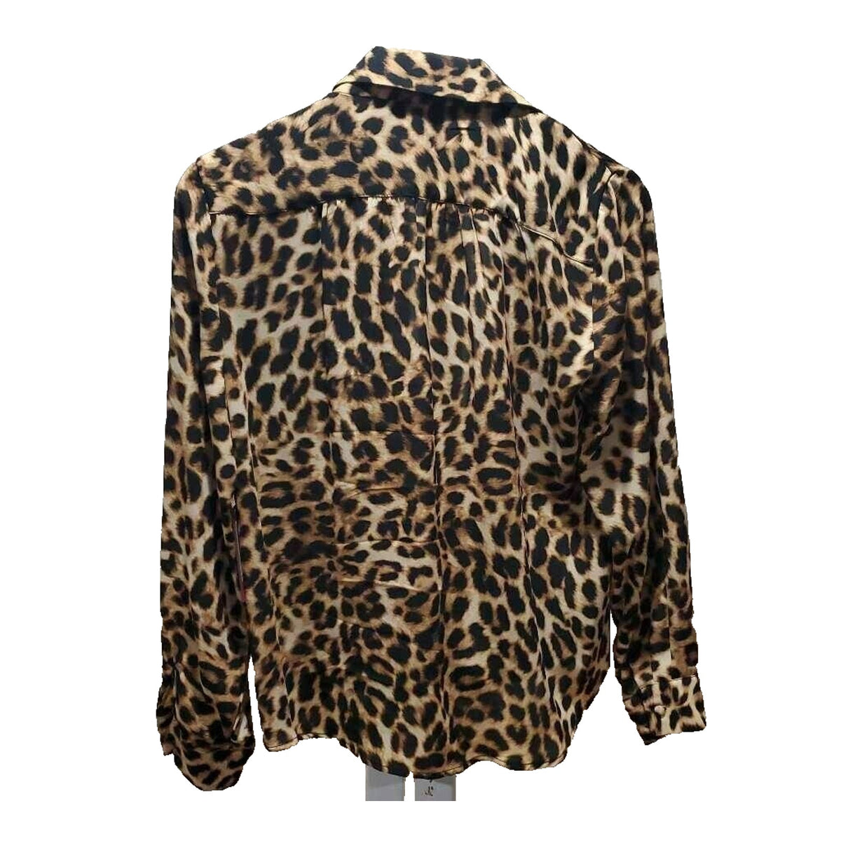 Vince Camuto Blouse Faux Wrap Top Brown Black Leopard Print Lined Medium NWT