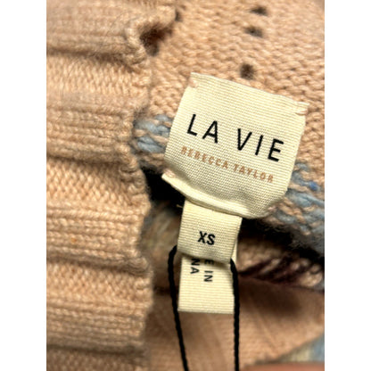 La Vie Rebecca Taylor NWT Fair Isle Turtleneck Sweater Oatmeal Combo XS