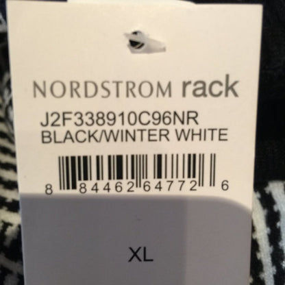 Joseph Turtle-Neck Sweater Long Sleeves Ribbed Trim Printed Black- White Size XL