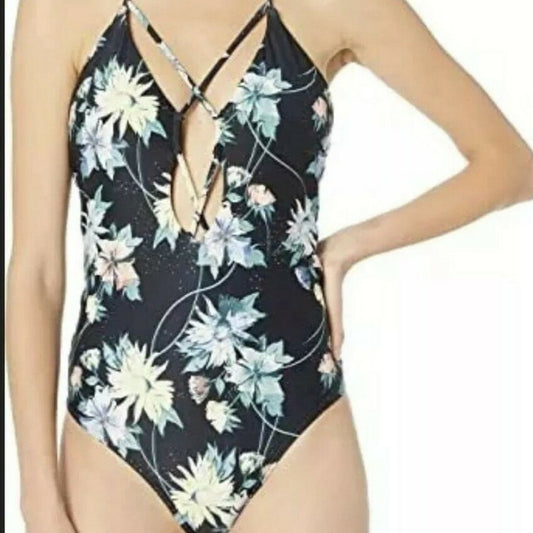O'Neill Dahlia Floral Open Back Lace Up One Piece Size Medium