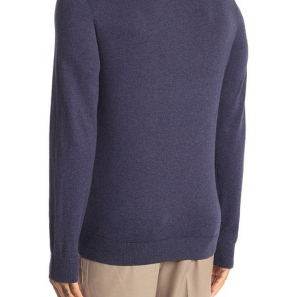 Wallin & Bros mens Pullover Sweater Long Sleeve Quarter Zip Navy Blue XL COTTON