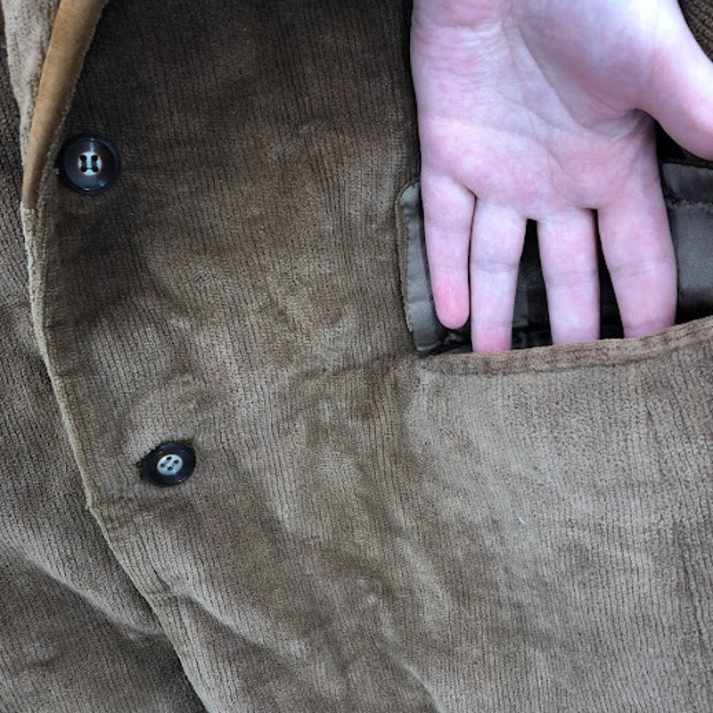 VINTAGE Brown Europe Craft Mens Coat Jacket 40 Long Wide Lapel Textured