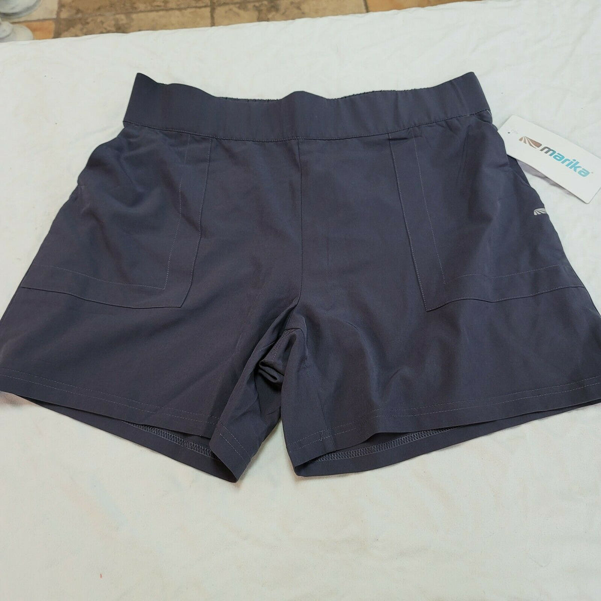 Marika Graphite Hayley Woven Short Casual High Rise Side Pockets Blue Large