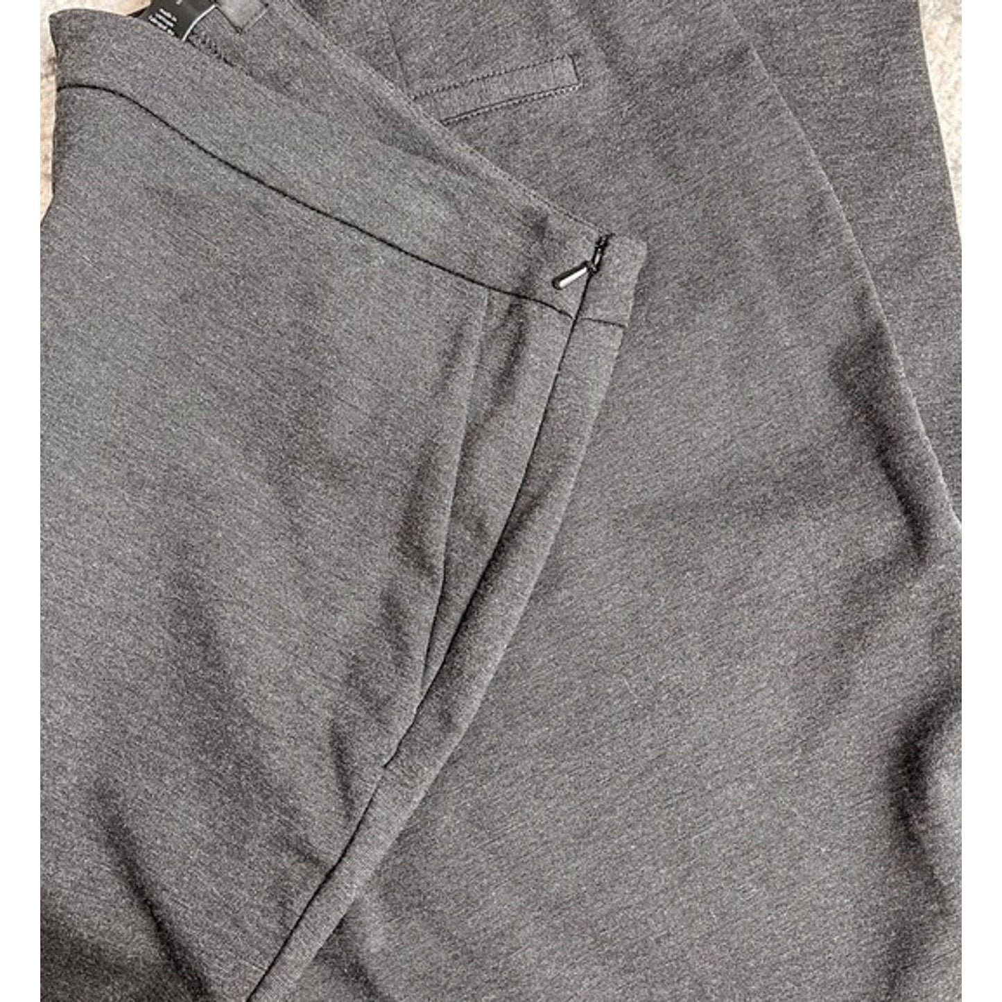 Halogen Stretch Flat Front Side Zip Crop Pants Sz Large in Charcoal Heather NWT